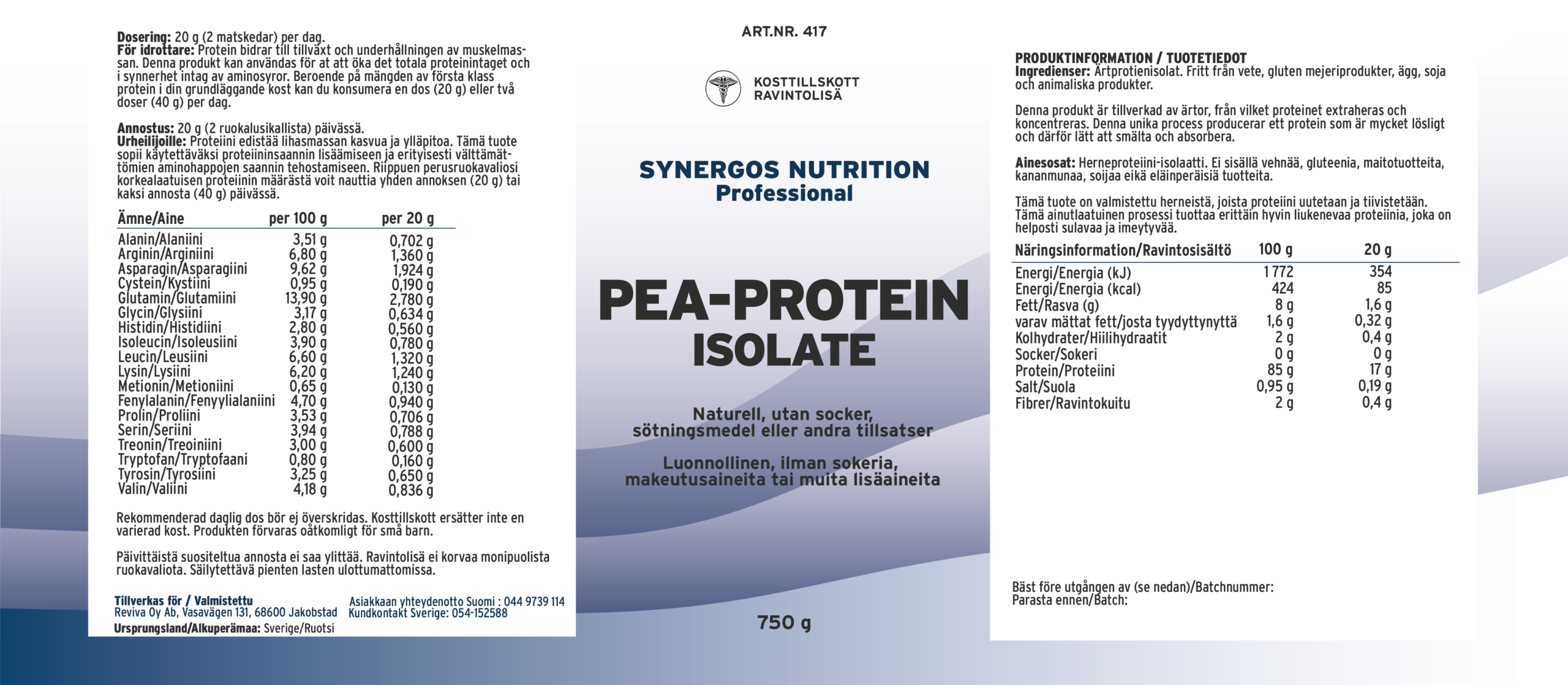 Ärtprotein, PEA-Protein Isolate, 750g - Bild 2