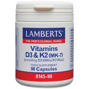 Vitamin D3 & K2 (MK-7) innehåller D3 2000IU och K2 90 µg - Lamberts